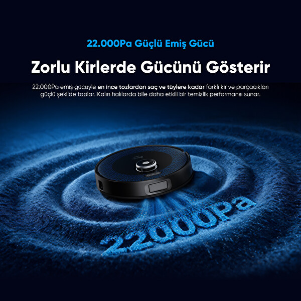 Şımart Katya O 22000 Pa Otomatik Mop Sistemi ve Kıl Kesici Ana Fırça Akıllı Robot Süpürge