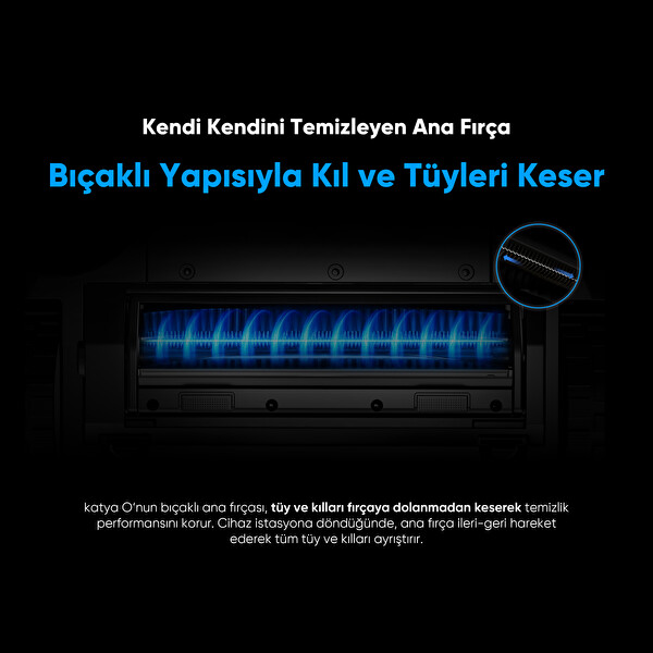 Şımart Katya O 22000 Pa Otomatik Mop Sistemi ve Kıl Kesici Ana Fırça Akıllı Robot Süpürge