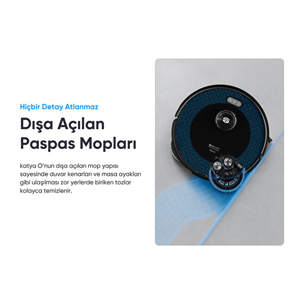 Şımart Katya O 22000 Pa Otomatik Mop Sistemi ve Kıl Kesici Ana Fırça Akıllı Robot Süpürge