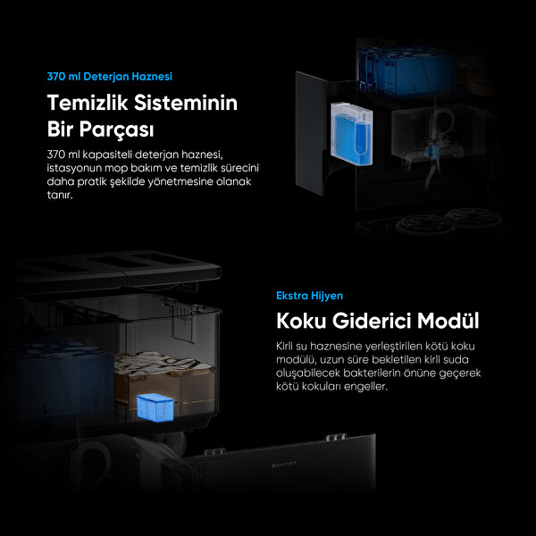 Şımart Katya O 22000 Pa Otomatik Mop Sistemi ve Kıl Kesici Ana Fırça Akıllı Robot Süpürge