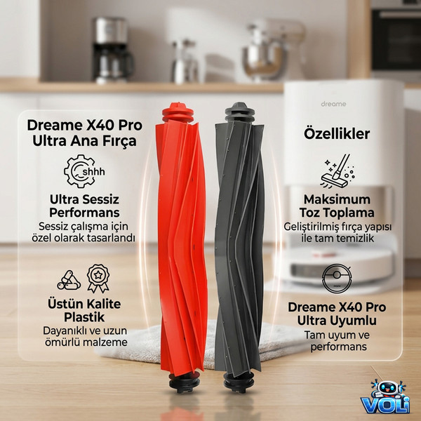 Mija Dreame X40 Pro Ultra RLX82CE (X40 Ultra Değil) Uyumlu Toz Torbalı Mop Bezli Yedek Parça Seti