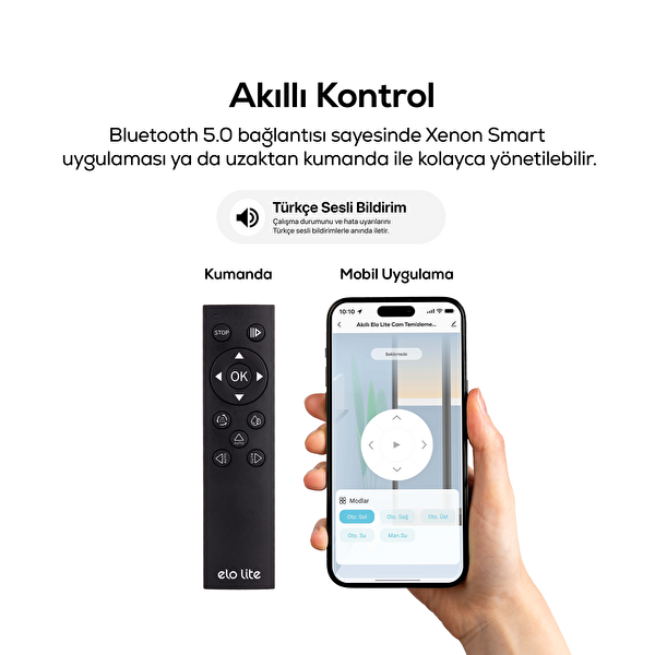 Xenon Smart Elo Lite X8680 2800 Pa Çift Su Püskürtme WiFi Mobil Kontrol Kumandalı Cam Silme Robotu Siyah
