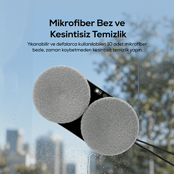 Xenon Smart Elo Lite X8680 2800 Pa Çift Su Püskürtme WiFi Mobil Kontrol Kumandalı Cam Silme Robotu Siyah