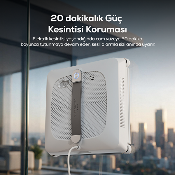 Xenon Smart Elo Pro X8682 4000 Pa 3 Yönlü Su Püskürtme WiFi Mobil Kontrol Kumandalı Cam Silme Robotu Beyaz