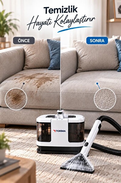 Torima TCC02 6'sı 1 Arada Halı ve Koltuk Yıkama Cam Temizleme Leke Çıkarma Makinesi Beyaz