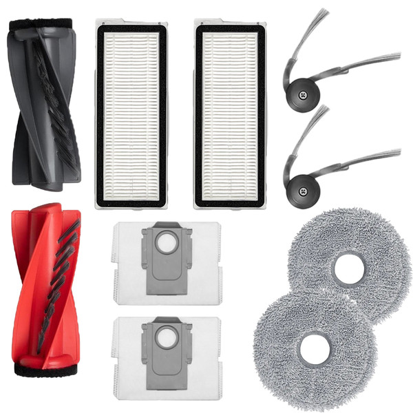 Mija Roborock Qrevo Edge - Qrevo Edge C - S5A R Yedek Fırça Hepa Filtre Mop Seti Siyah 10 Parça