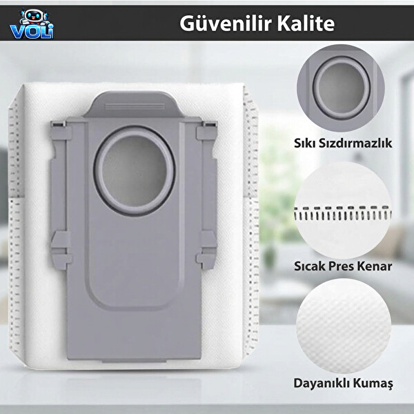 Mija Roborock QRevo Curv - QRevo C - QRevo C Pro Yedek Robot Süpürge Çöp Toz Torbası 10 Adet