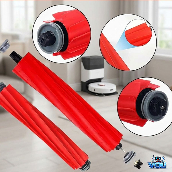 Mija Roborock Q Revo MaxV - QRevo Pro - S - Plus Uyumlu 2 Adet Ana Fırça 2 Hepa Filtre 2 Siyah Yan Fırça