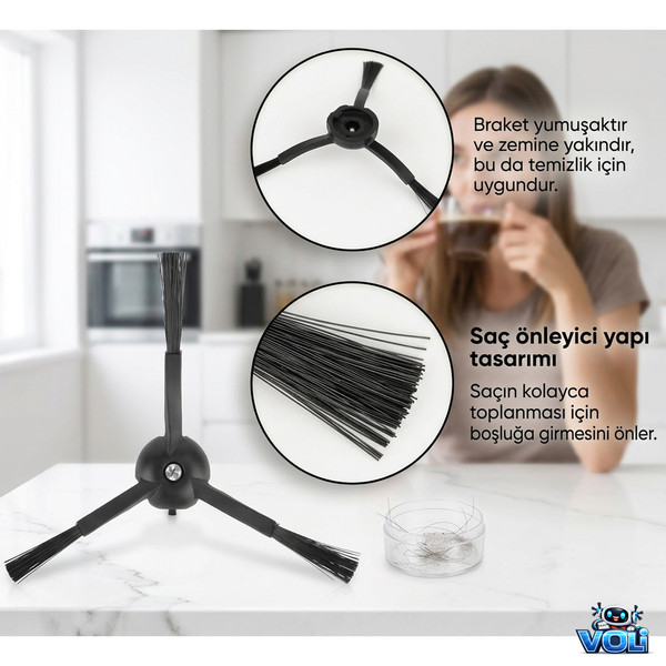Mija Roborock Q Revo MaxV - QRevo Pro - S - Plus Uyumlu Mop Bezli Filtre Fırça Yedek Set