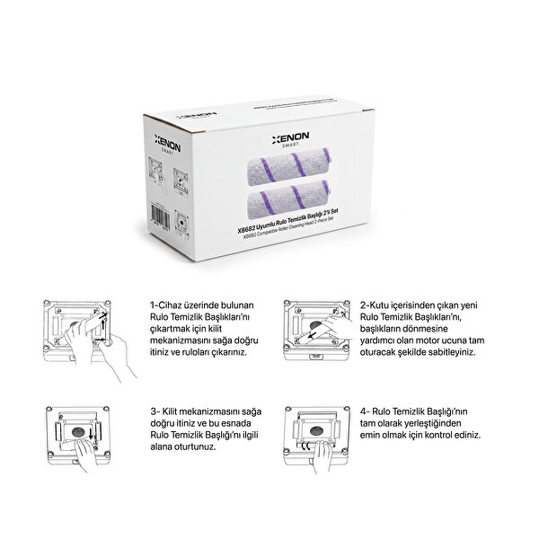 Xenon Smart Elo Pro X8682 Uyumlu Yedek Rulo Mop 2'li Rulo Temizlik Başlığı X8820