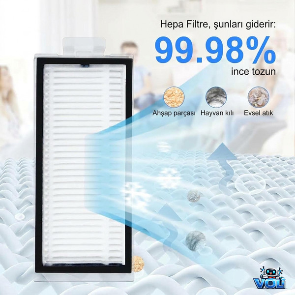 Mija Roborock Q8 Max / Q8 Max Plus (Q8 Max Pro Değil!) Uyumlu Yedek Fırça Hepa Filtre Mop Seti 10 Parça