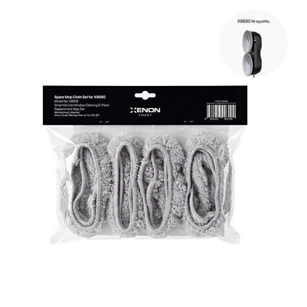 Xenon Smart Elo Lite Cam Silme Robotu Yedek Mop 6 Adet Mikrofiber Yedek Mob X8818 (X8680 Uyumlu)