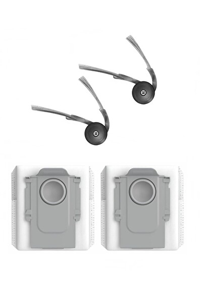 Rovexa Roborock Q10V & Q10V+ Uyumlu 2 Adet Yan Fırça 2 Adet Toz Torbası