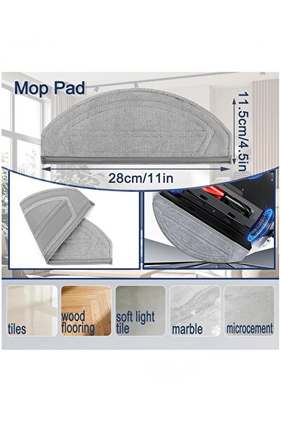 Rovexa Roborock S10 MaxV Ultra Uyumlu Mikrofiber Mop Paspas 4 Adet