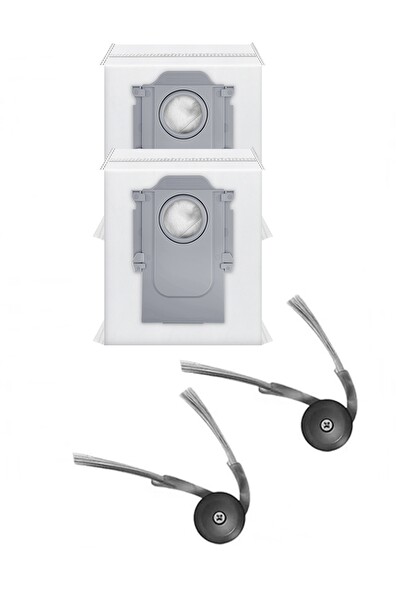 Rovexa Roborock S10 MaxV Ultra Uyumlu 2 Adet Yan Fırça 2 Adet Toz Torbası