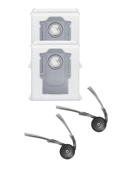 Rovexa Roborock Q7B & Q7T+ Uyumlu 2 Adet Yan Fırça 2 Adet Toz Torbası