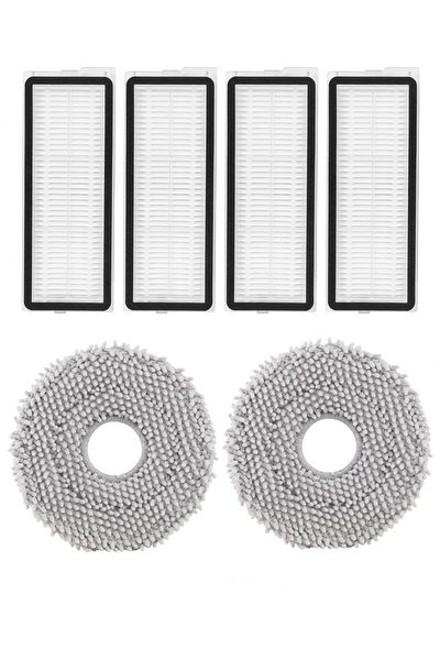 Rovexa Roborock QRevo L Uyumlu 4 Adet Hepa Filtre 2 Adet Mop Fiber Paspas