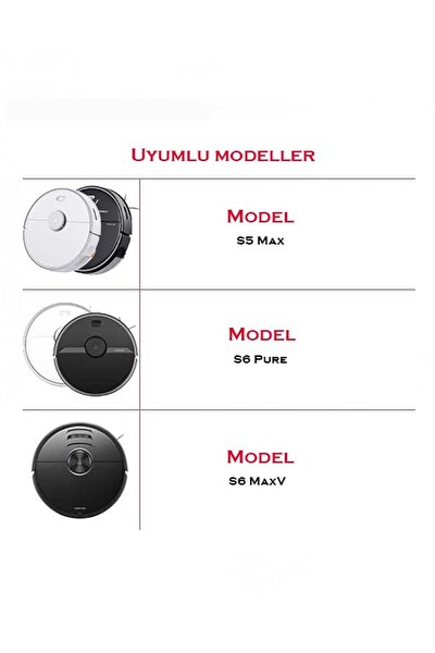 Rovexa Roborock S6 / S6 Pure Uyumlu 4 Adet Hepa Filtre 4 Adet Beyaz Yan Fırça