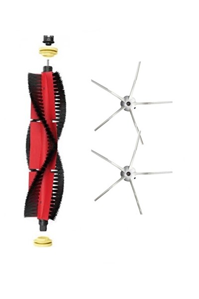 Rovexa Roborock S6 MaxV Uyumlu 1 Adet Ana Fırça 2 Adet Beyaz Yan Fırça