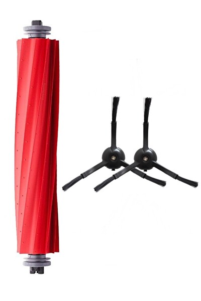 Rovexa Roborock S7 Max Ultra Uyumlu 1 Adet Ana Fırça 2 Adet Siyah Yan Fırça
