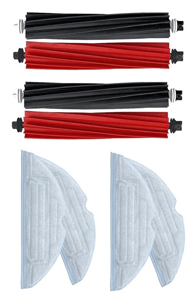 Rovexa Roborock S8 Sonic Uyumlu 2 Adet Ana Fırça 4 Adet Mop Fiber Paspas