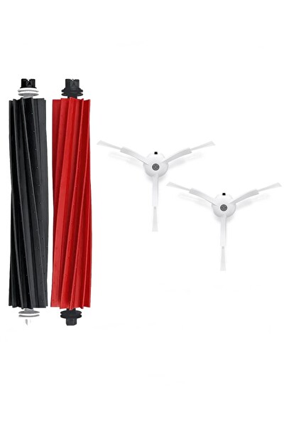 Rovexa Roborock S8 Sonic Uyumlu 1 Adet Ana Fırça 2 Adet Beyaz Yan Fırça