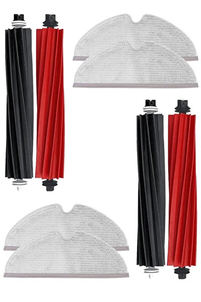 Rovexa Roborock Q8 & Q8 Max Uyumlu 2 Adet Ana Fırça 4 Adet Mop Fiber Paspas