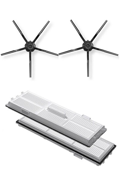 Rovexa Roborock G10 Uyumlu 2 Adet Hepa Filtre 2 Adet Siyah Yan Fırça
