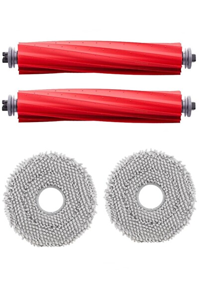 Rovexa Roborock QRevo L Uyumlu 2 Adet Ana Fırça 2 Adet Mop Fiber Paspas
