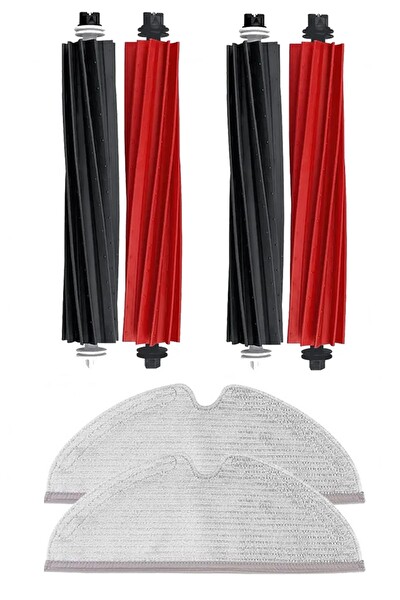 Rovexa Roborock Q8 & Q8 Max Uyumlu 2 Adet Ana Fırça 2 Adet Mop Fiber Paspas