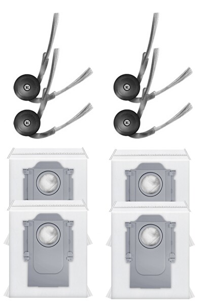 Rovexa Roborock QRevo L Uyumlu 4 Adet Yan Fırça 4 Adet Toz Torbası