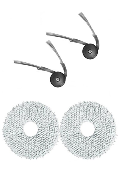 Rovexa Roborock QRevo L Uyumlu 2 Adet Yan Fırça 2 Adet Mop Fiber Paspas