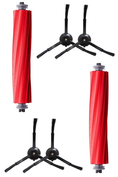 Rovexa Roborock QRevo S Uyumlu 2 Adet Ana Fırça 4 Adet Siyah Yan Fırça