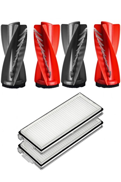 Rovexa Roborock QRevo Curv Uyumlu 2 Adet Ana Fırça 2 Adet Hepa Filtre