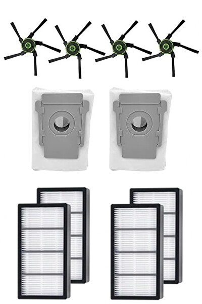 Rovexa iRobot Roomba S9 S9+ Uyumlu 4 Adet Hepa Filtre 4 Adet Yan Fırça 2 Adet Toz Torbası
