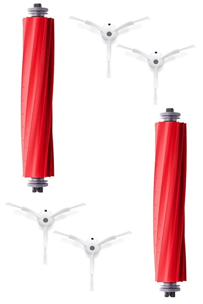 Rovexa Roborock QRevo MaxV Uyumlu 2 Adet Ana Fırça 4 Adet Beyaz Yan Fırça