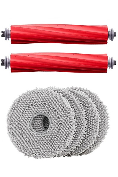 Rovexa Roborock QRevo MaxV Uyumlu 2 Adet Ana Fırça 4 Adet Mop Fiber Paspas