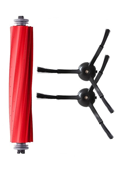 Rovexa Roborock QRevo S Uyumlu 1 Adet Ana Fırça 2 Adet Siyah Yan Fırça