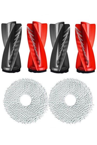 Rovexa Roborock QRevo C Uyumlu 2 Adet Ana Fırça 2 Adet Mop Fiber Paspas