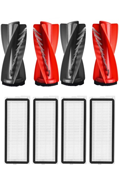 Rovexa Roborock QRevo Curv Uyumlu 2 Adet Ana Fırça 4 Adet Hepa Filtre