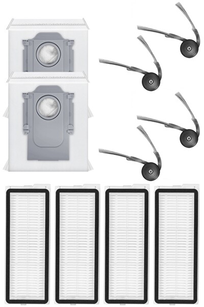 Rovexa Roborock QRevo Edge Uyumlu 4 Adet Hepa Filtre 4 Adet Yan Fırça 2 Adet Toz Torbası