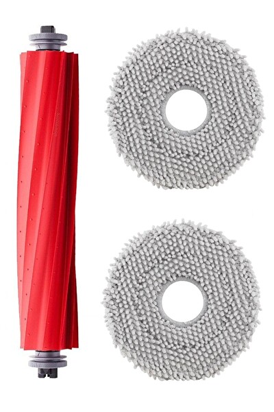 Rovexa Roborock QRevo Plus Uyumlu 1 Adet Ana Fırça 2 Adet Mop Fiber Paspas