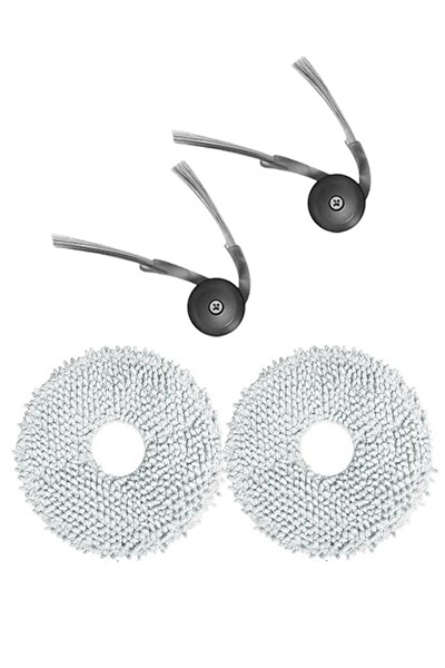Rovexa Roborock QRevo Edge Uyumlu 2 Adet Yan Fırça 2 Adet Mop Fiber Paspas