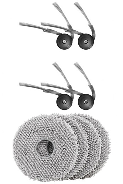 Rovexa Roborock QRevo L Uyumlu 4 Adet Yan Fırça 4 Adet Mop Fiber Paspas