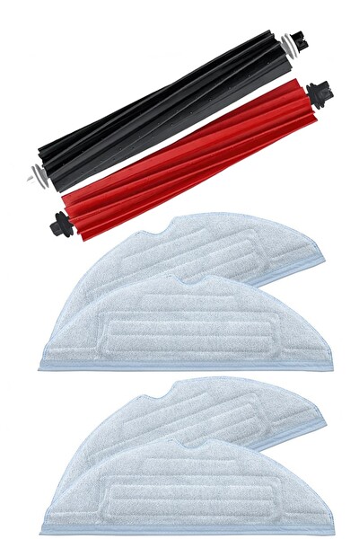Rovexa Roborock S8 Sonic Uyumlu 1 Adet Ana Fırça 4 Adet Mop Fiber Paspas