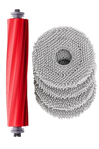 Rovexa Roborock QRevo L Uyumlu 1 Adet Ana Fırça 4 Adet Mop Fiber Paspas