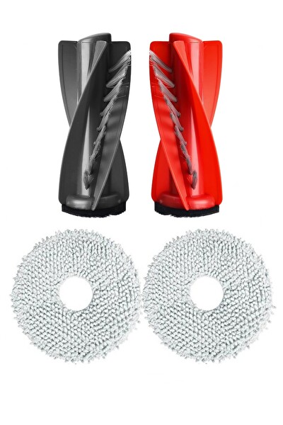 Rovexa Roborock QRevo Edge Uyumlu 1 Adet Ana Fırça 2 Adet Mop Fiber Paspas