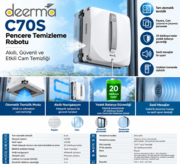 Deerma Cam Temizleme Robotu C70S