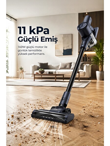 PiranTech ES-98 11 Kpa Güçlü Emiş Hepa Filtreli Şarjlı Kablosuz Dikey Süpürge