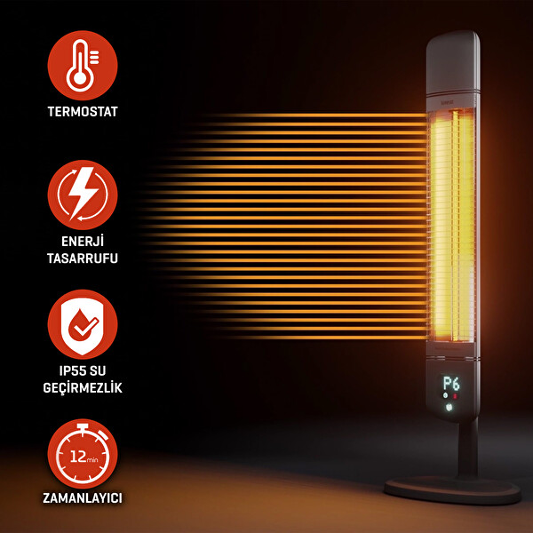 Luxeva LXV-SMART-FR-WHITE 2500 W IP55 Su Geçirmezlik Karbon Beyaz Kule Tipi Elektrikli Isıtıcı